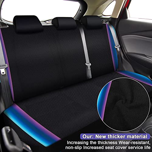 Fiada 15 Pcs Chameleon Iridescent Thick Car Seat Covers Full Set, Steering Wheel Cover Shoulder Pads Armrest Pad Keychain Wrist Strap Coasters Auto Seat Universal For Vehicle #TOP3