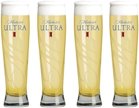 Michelob Ultra Beer Glasses, Pilsner Style, Set of 4, Clear