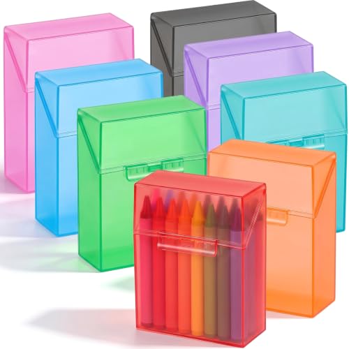Image of Clabby 8 Pcs Clear Plastic Crayon Boxes Hold 24 Count, Colorful