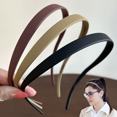 Wuhetyo 3pcs No Pressure Headbands for Glasses Wearers Comfortable Non-Slip Sunglasses Headband Flex Matte Plastic Hairbands with Teeth Hair Accessories for Women & Girls