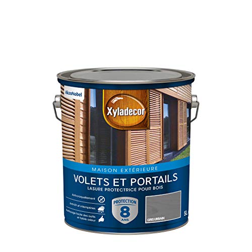 Xyladecor - Lasure Protectrice pour Bois Extérieur - Volets, Portails, Portes, Fenêtres - Couleur : Satin Gris Urbain - Quantité : 5L - 5324266