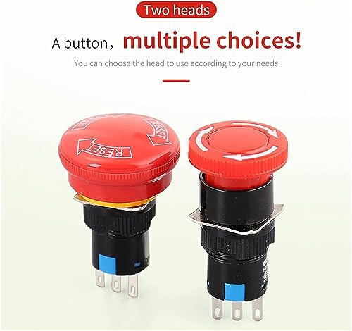 Bouton poussoir 16mm arrêt d'urgence tête champignon - 3