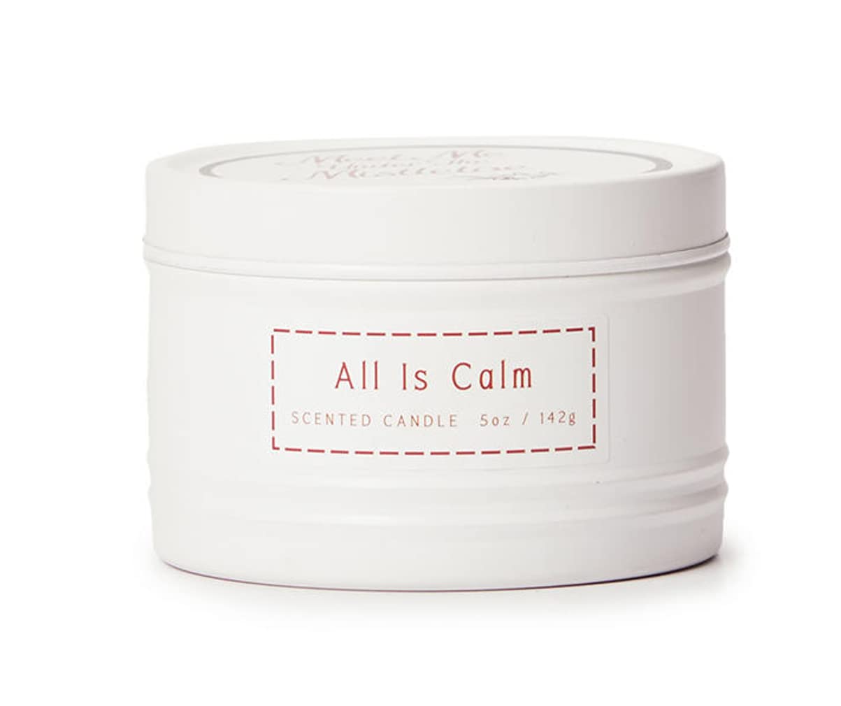 Charmed By DragonsFarmhouse Christmas Candles Richly Scented 1-Wick 5oz Tin Holiday Favorites (White - All is Calm)