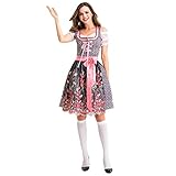 Masrin Bayerische Trachten Damen Dirndlkleid Oktoberfest Arbeitskleidung für Wiesn Schulterfreies Partykleid Festkleid Mittelalterliches Karnevalskleid Puffärmeln Dirndlbluse