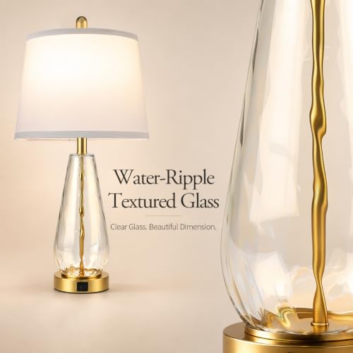 SoftLume 27'' Glass Table Lamps Set of 2 for Living Room, Gold Modern Lamps by SoftLume - Used condition - Image 2