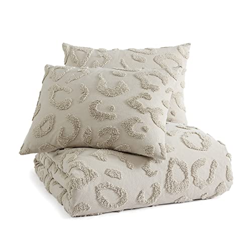 Peri Home 100% Cotton 3-Piece Comforter And Sham Set, Linen Chenille Leopard, Full/Queen #TOP1