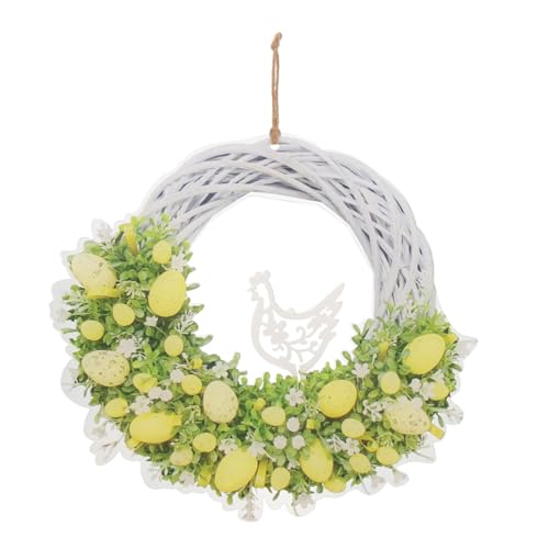 ARTSEWPLY Couronne de Pâques Décorative Acrylique avec Œufs Suspendus Guirlande Murale pour Porte Dentrée Décor Floral Artificiel pour Intérieur et Extérieur et Facile à Entretenir