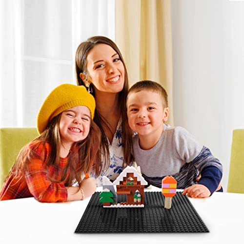 Image of Lekebaby 12 Pack Classic Baseplates 10 inch x 10 inch, Building Base Plates for Building Bricks, 100% Compatible with Major Brands and Activity Table-Baseplate, Sturdy & Safe, Age 3 and up Kids, Black
