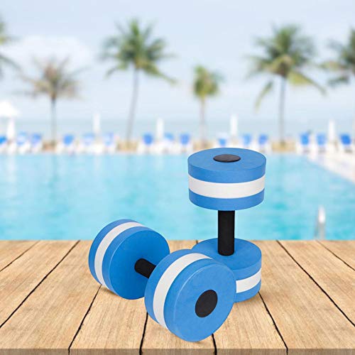Water Dumbbells Aquatic Exercise Barbells Foam Dumbbells - 2PCS Water Aerobics Workouts High-Density EVA-Foam Dumbbell Set, Water Weight, Soft Padded, Pool Fitness, Aqua Therapy Exercise, Blue