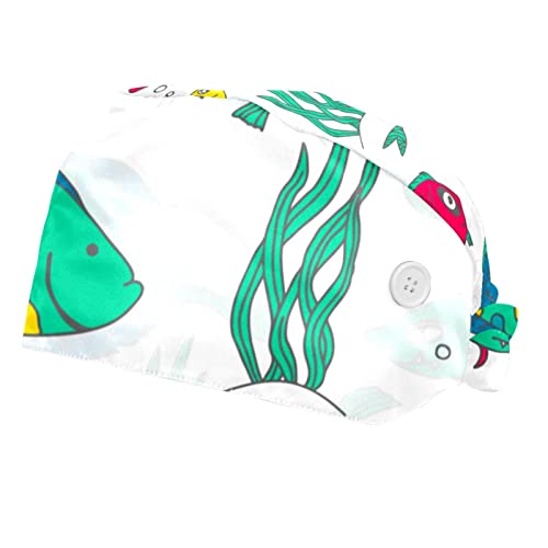 Chapeaux de travail unisexe motif poissons colorés (lot de 2 pièces)