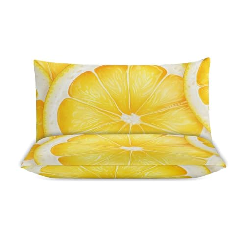 Housse de couette citron 3 pièces avec 2 taies d'oreiller ultra douces pour grand lit