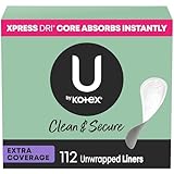 U by Kotex Clean & Secure Panty Liners for Women (Previously 'Security LightDays'), Light Absorbency, Extra Coverage, 112 Count (Packaging May Vary)