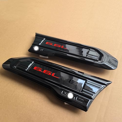 Image of 2pack OEM 2020-2023 6.6L V8 Vent Emblem Right Left 3D Nameplate Badge Replacement for Sierra 2500HD 3500HD 84586295 84586296 (Gloss Black)