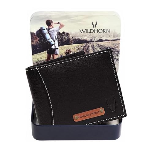 Image of WildHorn customised Wallet Gifts for Men | Personalized Leather Wallet for Mens with Name /Logo Printed I Unique Gift for Men Boy Love Husband Employees Clients