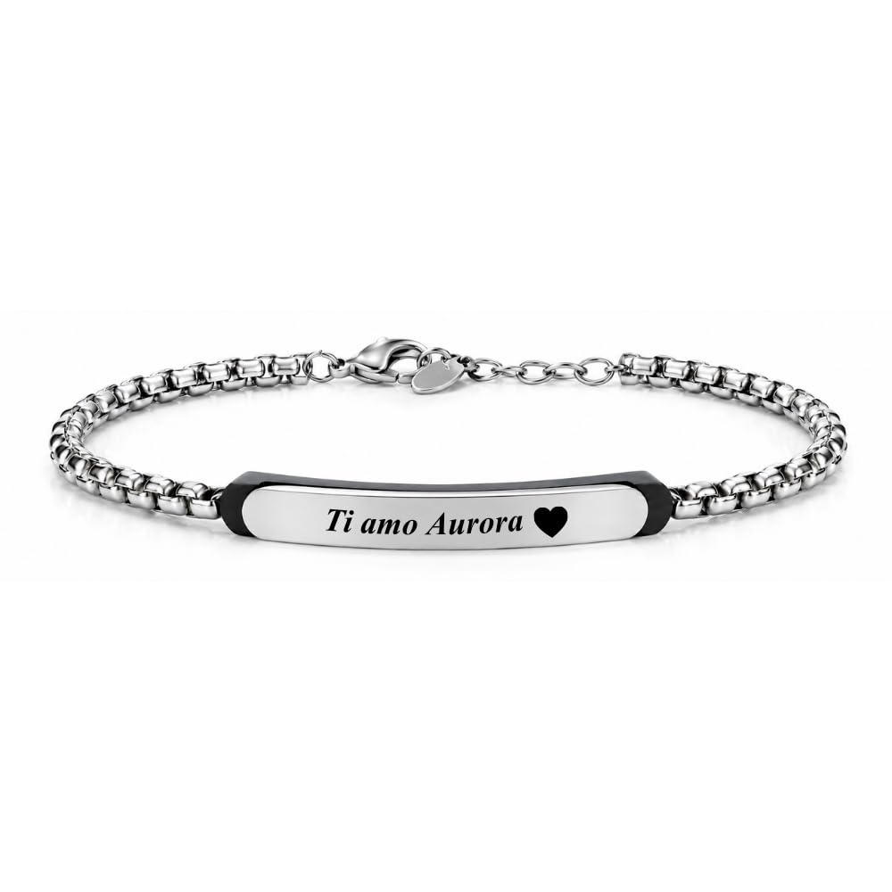 Bracciale Uomo Personalizzato Personalizzabile con Incisione in Acciaio Inox – Bracciale Maschile Elegante con Nome Data Frase – Idea Regalo Uomo bcc2912