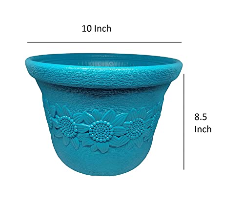 Image of Sunny Plastic Pots for Plants, Flower Pots for Home, Window Display, Garden (Multicolor 10 inch - 4 pc)
