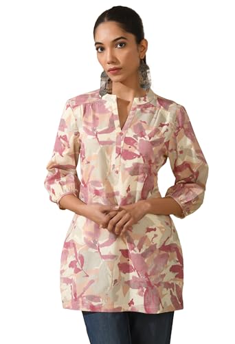Image of Meesan Women's Floral Cotton Ethnic Tunic for Office, College and Daily Use