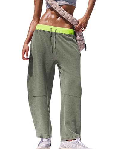 Athlisan Womens Barrel Sweatpants Baggy Wide Leg Color Block Workout Track Pants Trousers
