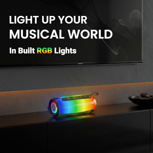 Image of AKAI BD-24 24W RMS Bluetooth Speaker with RGB Lights | Portable Wireless Speaker with TWS, USB, Aux, TF Card, 3600 mAh Battery, 2.5 Inch Driver, Type-C Charging, Up to 5 Hours Playtime (L21.5xW10xH10)