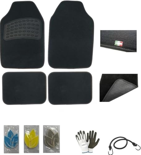 Compatible avec Abarth 695 1.4 T.bo T-Jet 190CV Biposto Record 4 Tapis DE Voiture avec Fond ANTIDÉRAPANT ADHÉSIF AU Sol+Siller DE Talon Lavable Antistatique Robuste 65X44 Post.44X32