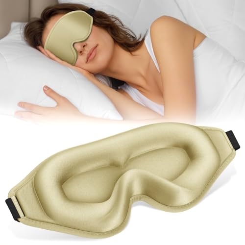 スリープマスク | 99%完全遮断 ライトアイスリープマスク | ロングラッシュエクステンション | 3D 深い輪郭のアイカバー 圧力ゼロ | 調節可能なストラップ | 睡眠 旅行 自宅 昼寝 休息 女性 男性 (ゴールド)