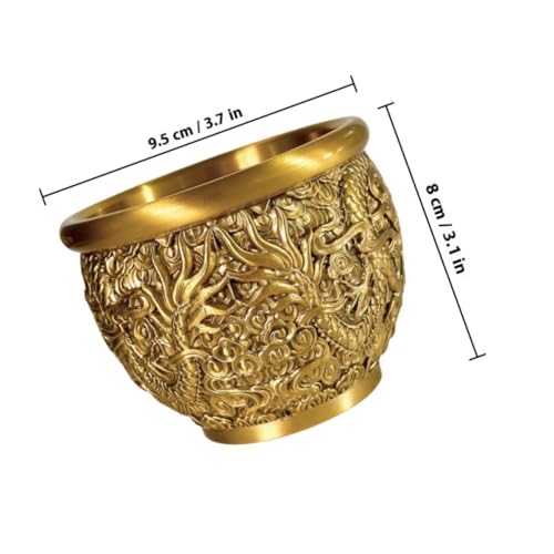 Cuenco de latón dorado con grabado de dragón tradicional 3