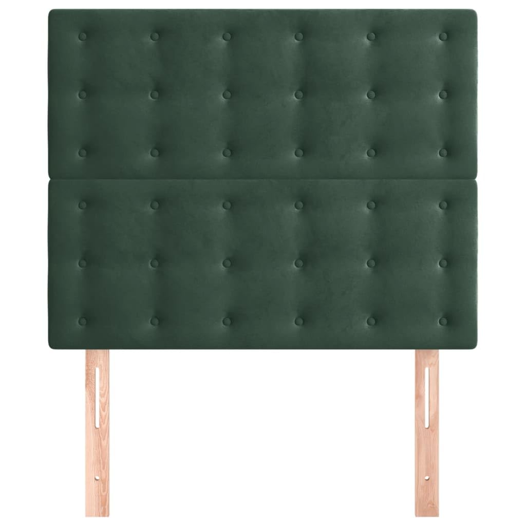 Ciemnozielony aksamitny zagłówek 90 x 5 x 118/128 cm, z regulacją wysokości, miękki materiał, stabilne drewno, wyściełany na ramę łóżka, do sypialni