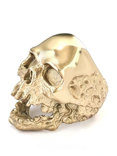 JAJAFOOK Jewelry Men's Stainless Steel Gold Tone Gothic Skull Rings, Domineering, Biker, High Polished3