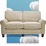 Serta Copenhagen 61' Loveseat - Pillowed Back Cushions and Rounded Arms, Durable Modern Upholstered Fabric - Tan