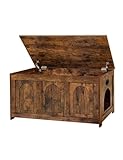 DINZI LVJ Cat Litter Box Enclosure, Flip Top Litter Box Furniture, Farmhouse Hidden Cat Washroom, Wooden Pet House, End Side Table, 39.4"L x 19.7"W x 19.7"H, Sturdy and Easy to Assemble, Rustic Brown