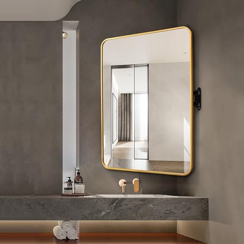Miroir d'angle pivotant en métal brossé 50x70 cm à bras articulé - 2
