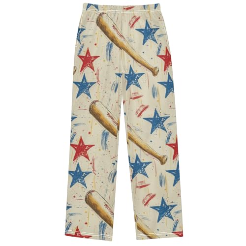 Boy's Pants Drawing of Baseball Jogger Pants Elastic Waist Long Bottoms Trousers with Pockets 6-14 Years