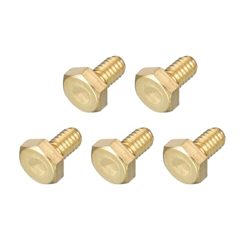 Image of METALLIXITY Hex Head Screw Bolt (1 /4-20x1 /2) 5Pcs, Brass Fully Threaded Solid Brass Hex Bolts Machine Screws - for Machinery Repair