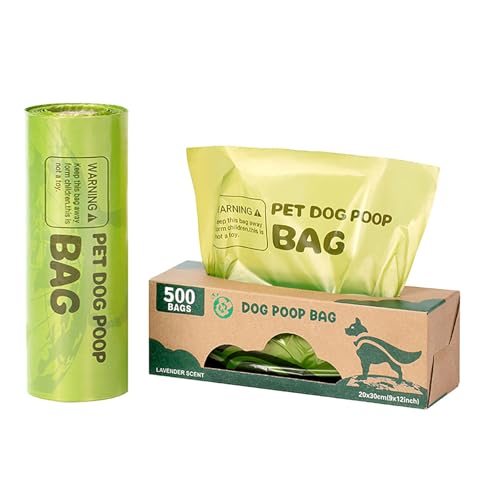 Degradable Dog Poop Bag Roll, Poop Bag for Dog Dispenser Box 200 Count Pet Waste Bag 13''x7.87'' Large Pet Waste Bag Leak Proof Doggie Poop Bags Cat Dog Waste Bags (500 count) -  JONECO, DPB200