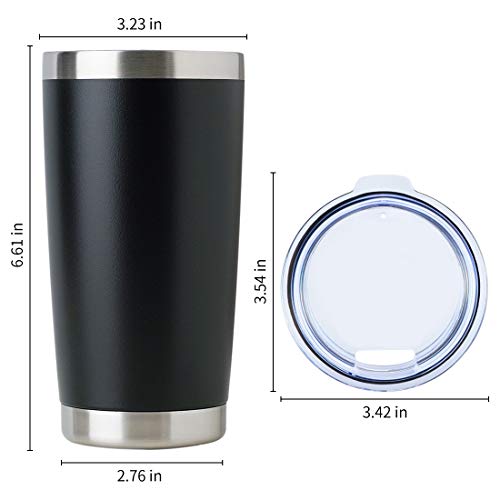 DOMICARE-20oz-Stainless-Steel-Tumbler-Bulk-with-Lid-Double-Wall-Vacuum-Insulated-Travel-Mug-Powder-Coated-Coffee-Cup-Powder-Black-12-Pack