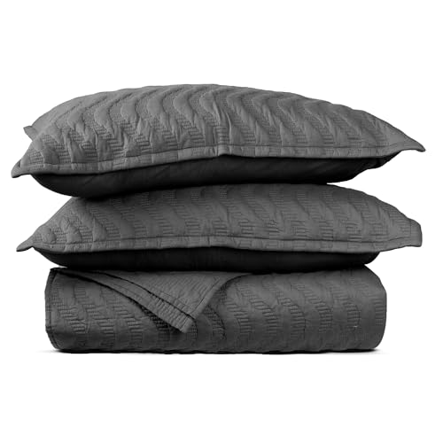 Image of MYTRIDENT Nectarsoft Italian Retreat King Size (228 cm x 274 cm) Bedcover Set, 100% Cotton, Slate