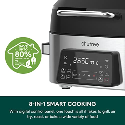 CHEFREE Air Fryer AFG01 6 L, led-touchscreen, olievrije friteuse met 8 functies, minder olie en energiebesparend, zwart, AFG01 - Afbeelding 4