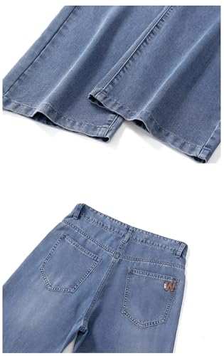 Men's Loose Jeans Multi-Pocket Blue Straight Pants Thin Mid-Waist Vintage Jeans4