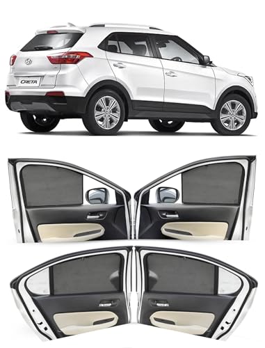 Image of Autofact Car Sunshades for Hyundai Creta Old (2015 to 2020), UV Protection, Useful Car Accessories, Custom fit Sun Shades for Side Windows, Set of 4