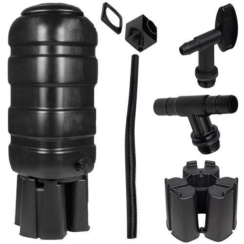 Hardys 100L Slimline Garden Water Butt with Stand and Tap, UK Made - Lid & Rainwater Diverter Kit Included - Waterbutt for Garden & Decking - Recycled Plastic, Easy to Set Up