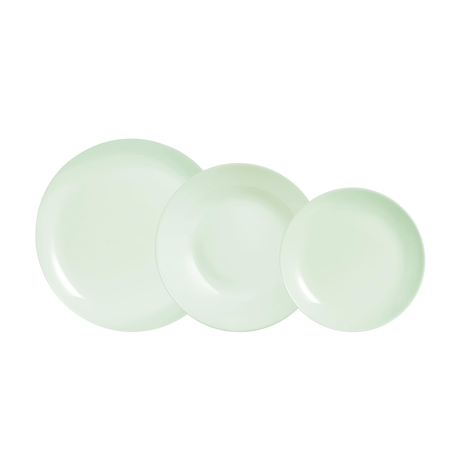 LUMINARC DIWALI PARADISE, Green Opal Glass Tableware 12 Pieces, 4 People