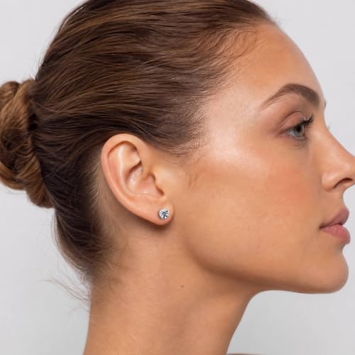 Image of 1 to 16 Carat 14K White Gold IGI Certified LAB GROWN Round Cut Diamond Stud Earrings for Women 4 Prong Screw Back for her MADE IN USA (E-F Color, VS1-VS2 Clarity)