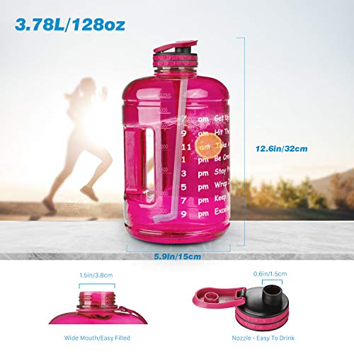 AOMAIS Gallon Water Bottle with Motivational Time Marker, Large 74 oz, Leak-Proof, Wide Mouth, BPA Free Water Bottles for Sports Gym Fitness Work(74oz, Pink) - Thumbnail 7