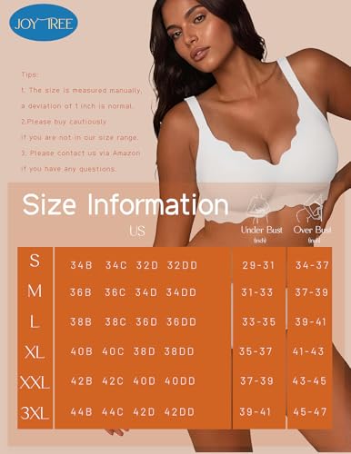 Image of JOYTREE Silky Bras for Women No Underwire V Neck Bralettes for Women Cloud Feel Everyday T Shirt Bra with Extender