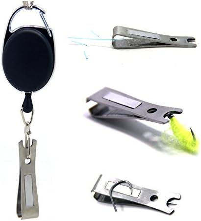 SAMSFX Fly Fishing Clippers Hook Eye Cleaner and Sharpener Tool Kit w/Zinger Retractor