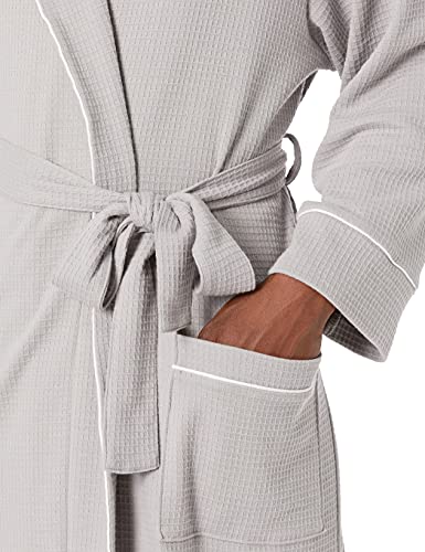 Amazon Essentials Men's Waffle Shawl Robe, Light Grey, Medium-Large #TOP2