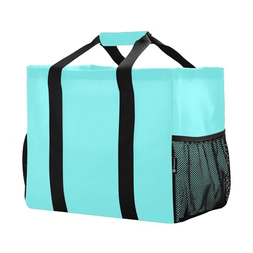 KLL Beach Bag Canvas Collapsable With Pockets Grocery Shopping Tote2