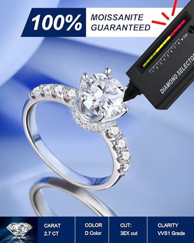 Moissanite Rings For Women Oval/Round Cut Crown Design D Color VVS1 Moissanite 925 Sterling Silver Anniversary Engagement Rings for Women Elegant Gift Packed2
