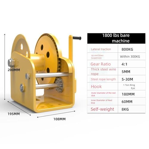 Winche manual Heavy Duty con engranaje autobloqueo y cable de acero miniatura 2