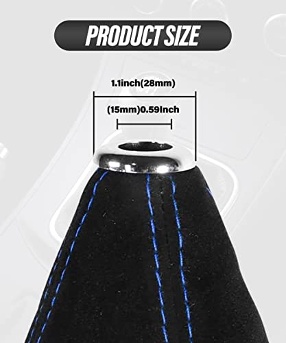 Esewalas Universal Shift Boot Cover,Car Gear Gaiter Shifter Boot,Car Shift Boots Shift Knob Dust Cover,Leather Manual/Auto Shifter Shift Boots Cover (Suede Leather, Black Suede &Blue Stitching) #TOP2